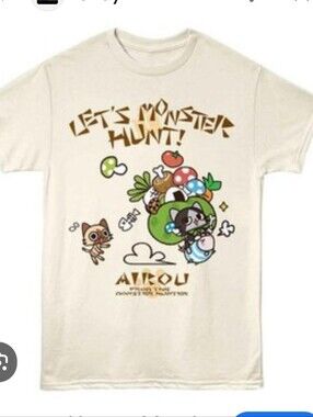 Hot Topic Monster Hunter "Let's Monster Hunt" Graphic Tee - Cream